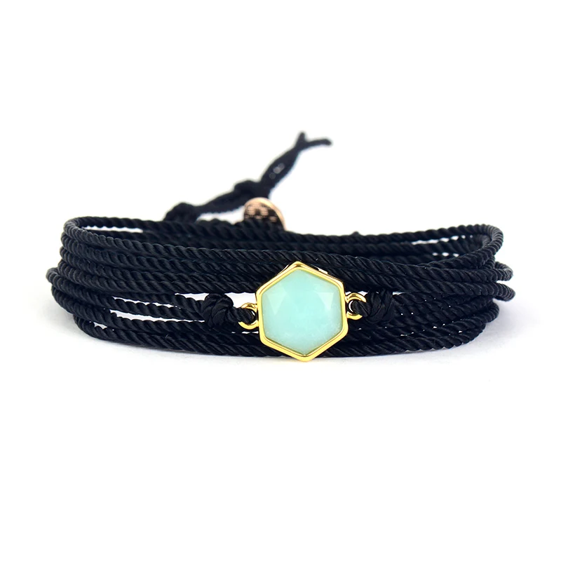 Amazonite Black Новые плетеные браслеты, натуральные камни, богемные длинные веганские браслеты дружбы, уникальные Этнические браслеты ручной работы, Прямая поставка - Окраска металла: Amazonite Black