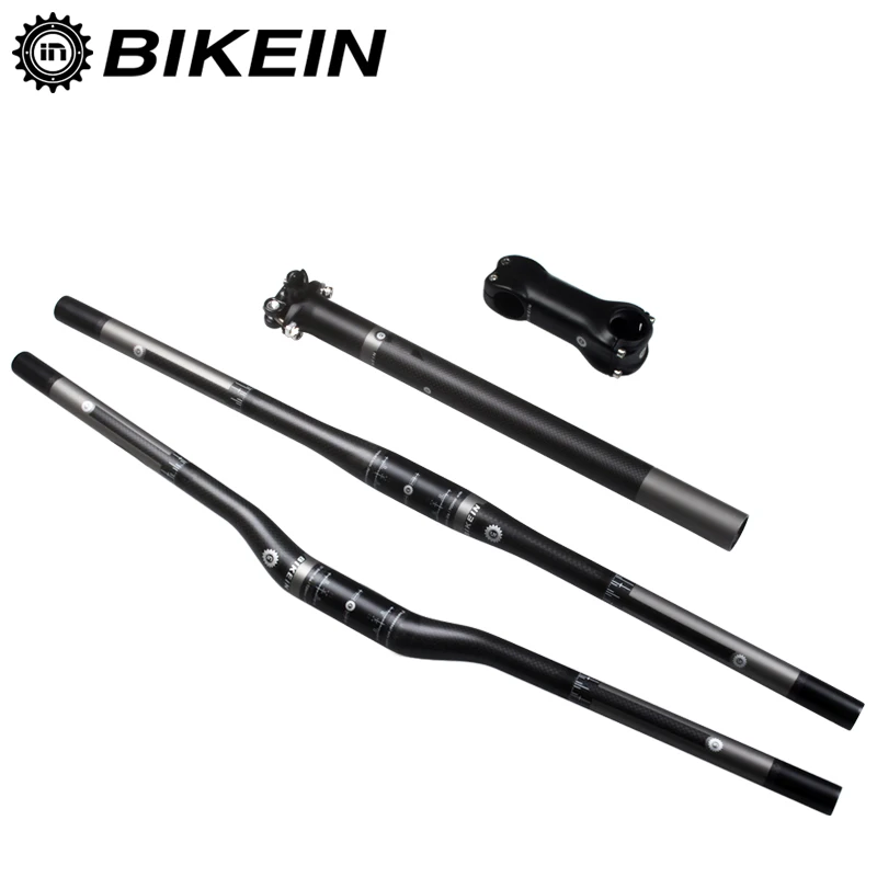 

BIKEIN New Arrival Full Carbon Fibre Mountain Bicycle Handlebar Set Super Light MTB Handlebars + Seatpost + Stem Matte 520g