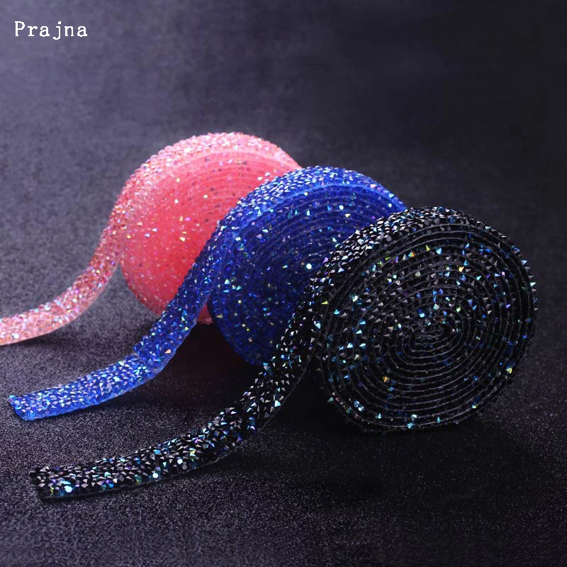 

Prajna Hotfix Rhinestones Trim Ironing Crystal Motif Rhinestone Tape Colorful Resin Applique Robbin For Clothing Dress Craft Z