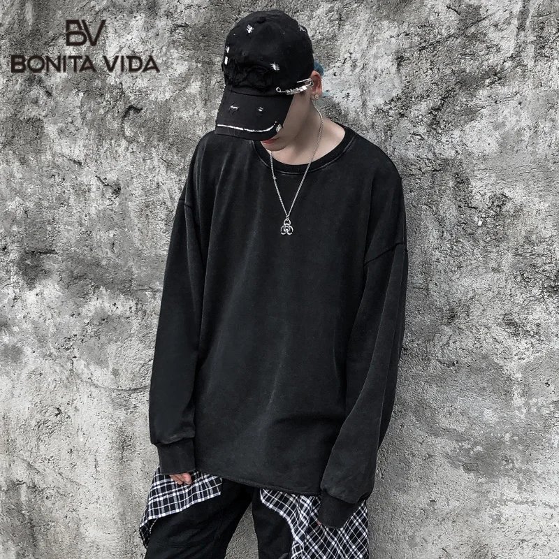 Bonita Vida Distressed пуловер толстовки мужские хип-хоп повседневные уличные худи хипстерская Толстовка Топы зеленая блуза
