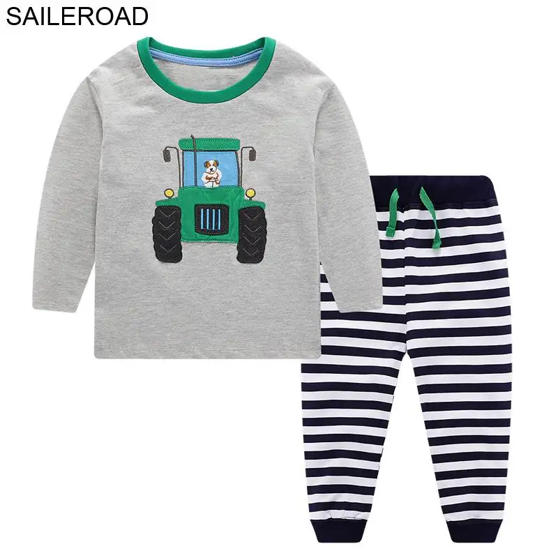 8124 SAILEROAD/Детская осенняя одежда; комплекты одежды для маленьких мальчиков с героями мультфильмов; теплые комплекты с милым принтом кота для маленьких мальчиков; одежда для детей - Цвет: 8124