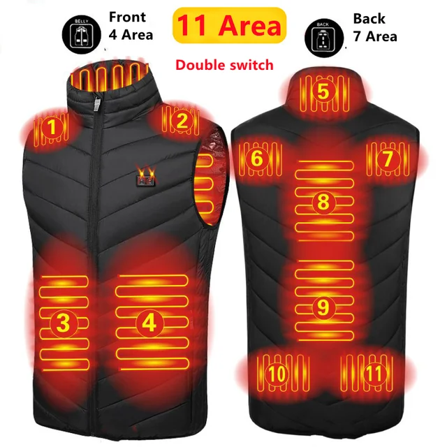 Veste chauffante USB pour homme et femme, 11 zones, chauffage électrique  d'extérieur, pour le sport, manteau thermique, gilet chauffant, hiver |  AliExpress