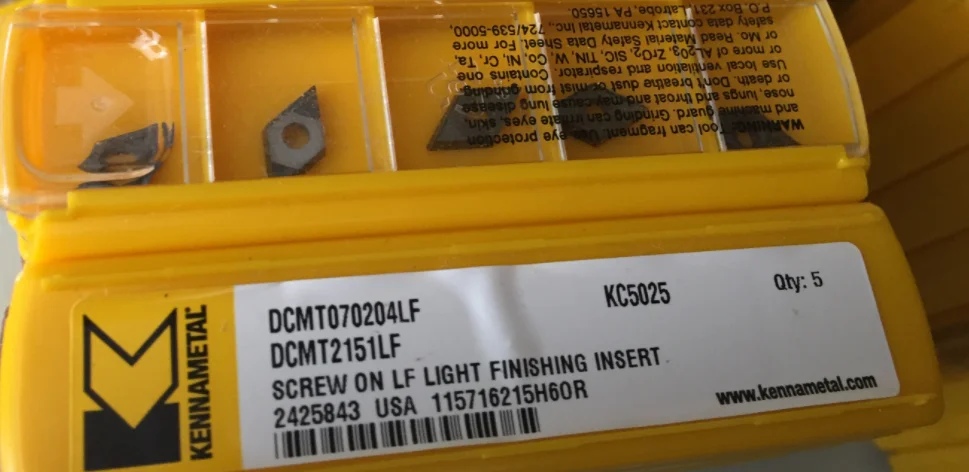 10 шт. KENNAMETAL твердосплавная вставка DCMT070204LF KC5025