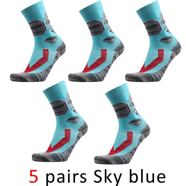 sky blue VERIDICAL махровые носки мужские толстые зимние meias хорошее качество спортивные дышащие прозрачные рабочие носки хлопковые подарки для мужчин 5 пар/лот - Цвет: sky blue