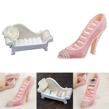 

Exquisite High-heel Ring Holder Jewelry Display Storage Stand Rack Case and Sofa Shaped Earrings Ring Holder Organizer