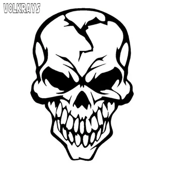 

Volkrays Creative Car Sticker Skull Cracked Human Head Motorcycle Accessories Reflective Waterproof Sunscreen PVC Decal,11cm*7cm