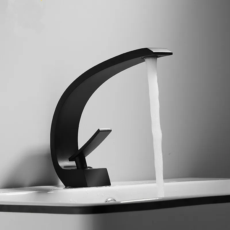 

Basin Sink Faucet Back/Gold Mixer Faucet Deck Mounted Hot & Cold Sink Waterfall Taps Total Brass Lavatory Faucet Bath Crane