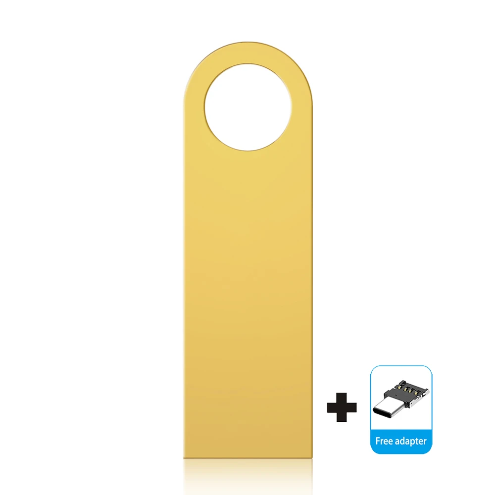 Gold-typec usb flash drive128GB 64GB Metal pen drive 8GB 4GB 16gb USB Flash Drive 2.0 pendrivewaterproof flash memory Stick Custom LOGO - Цвет: Gold-typec