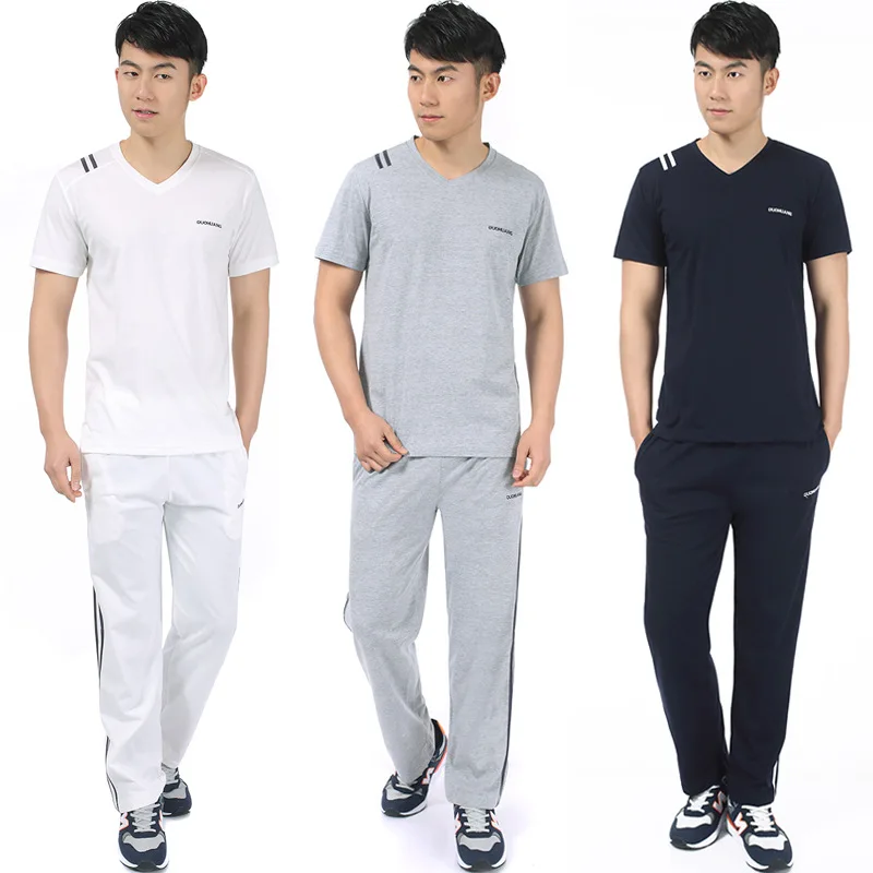 

2020 Spring And Summer Middle-aged Sports Set Men Casual Two-Piece Set Daddy Clothes Short Sleeve Trousers in