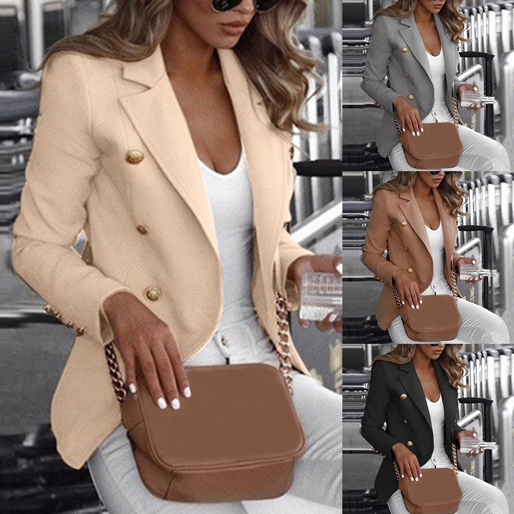 

HEFLASHOR 2019 Autumn Solid Women Blazer Suit Slim Coat Formal Bussiness Jacket Veste Femme Ladies Blazer Smart Look Plus Size