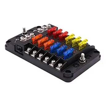 

12-Way Car Fuse Box 1 In 12 Out Car Fuse Box Universal Automative Fuse Box With LED Indicator Portable Car Fuse Box