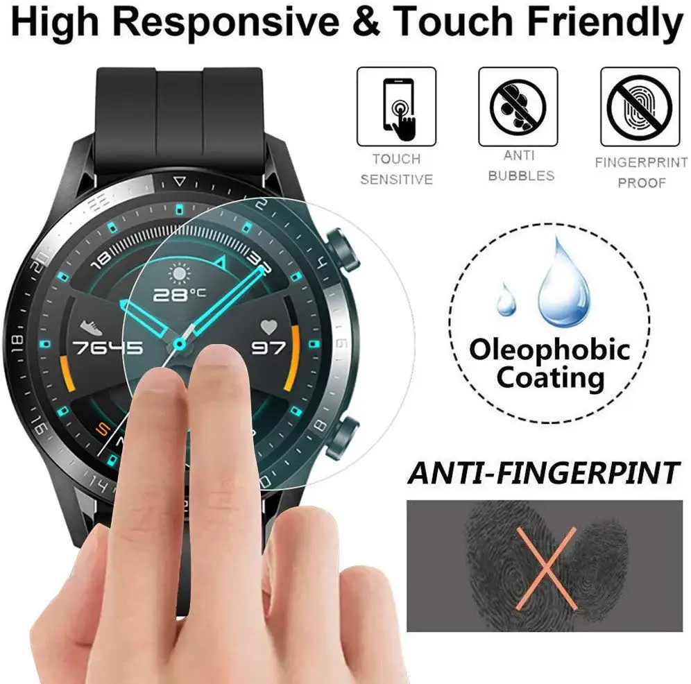 

1pc /3pc Protector film For Huawei Watch GT 2 46mm Tempered Glass 9H 2.5D clear Premium Screen Protective Glass film Accessories