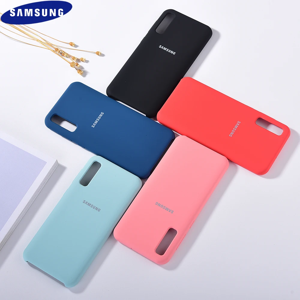 Оригинальный чехол для Samsung A50 из жидкого силикона мягкий на ощупь гладкий Чехол