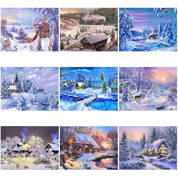 

DIY 5D Diamond Painting Snow Scenery Diamond Embroidery Winter Snow Cross Stitch Full Round Drill Rhinestones Art Christmas Gift