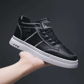 

Popular 2020 Pu Leather Men Shoe Fashion Walking Shoes For Men Middle gang Top Youth Fashion Men Shoes Designer Sneakers Men