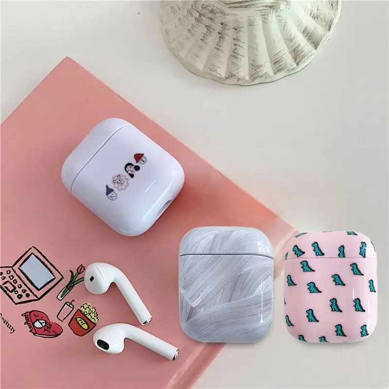 Жесткий ПК Защитный чехол милые Мультяшные наушники крышка для Apple AirPods гарнитура