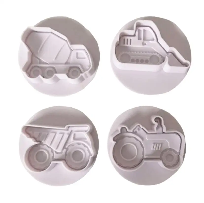 Cookie Cutter 3D Car Plane Train Vehicle Transportation Baking Stamp Press 4pcs