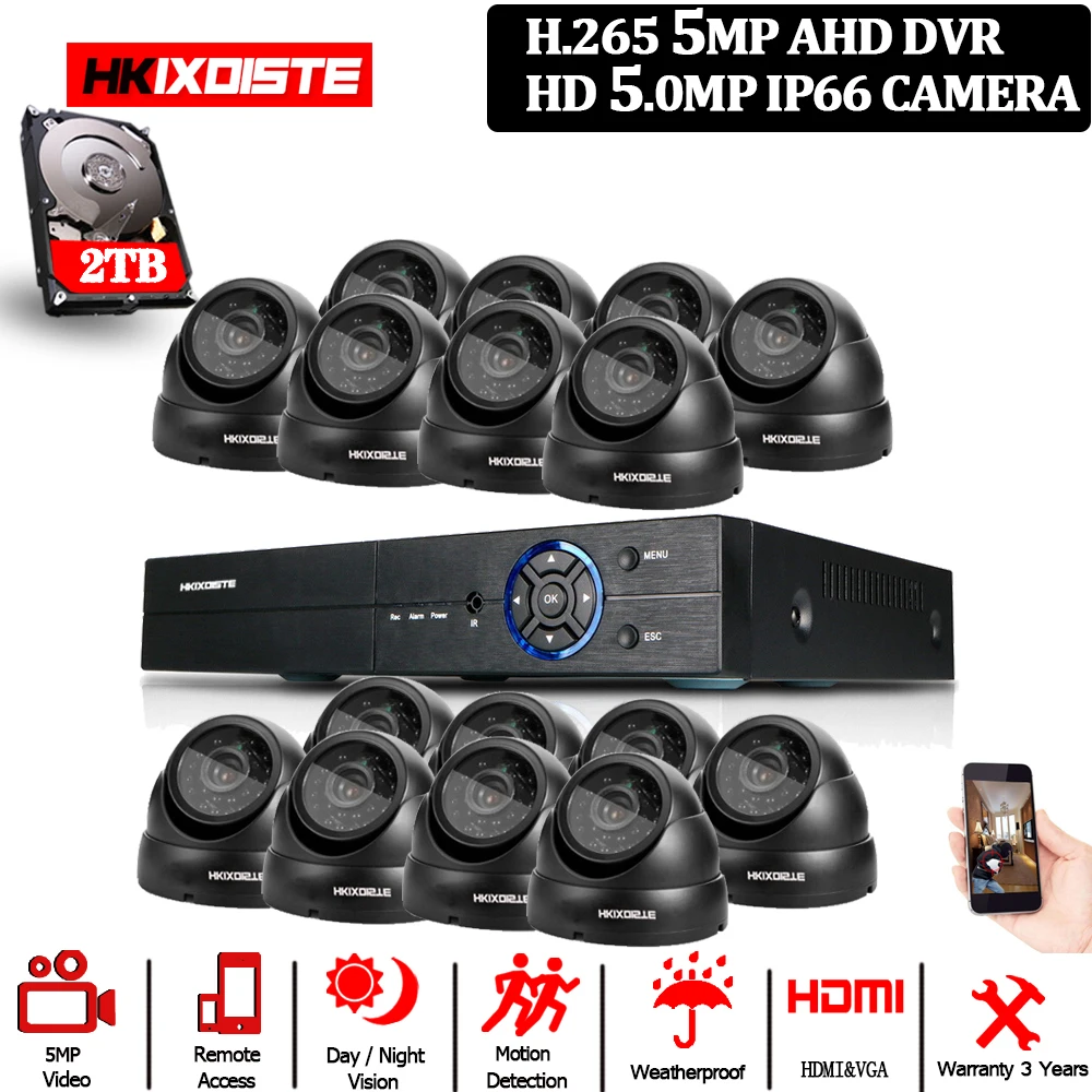 16CH 4MP 5MP DVR NVR AHD HD CCTV система 16 шт. IR Cut in/Outdoor дневное ночное видение камера