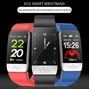 

ECG Smart Bracelet Heart Rate Monitor Smart Watch Bracelet T1 Fitnes Tracker Body Temperature Music Control Men Women Sport 2020