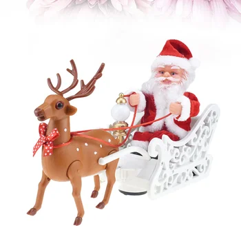 

1pc Electric Toy Elk Santa Christmas Musical Sled Car for Home without Battery