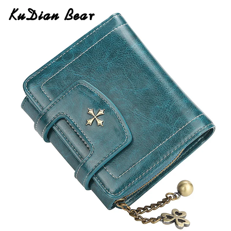 

KUDIAN BEAR PU Leather Women Wallet Luxury Brand Credit Card Holder Zipper Coin Purse Hasp Money Bag Cartera Mujer BIC186 PM49