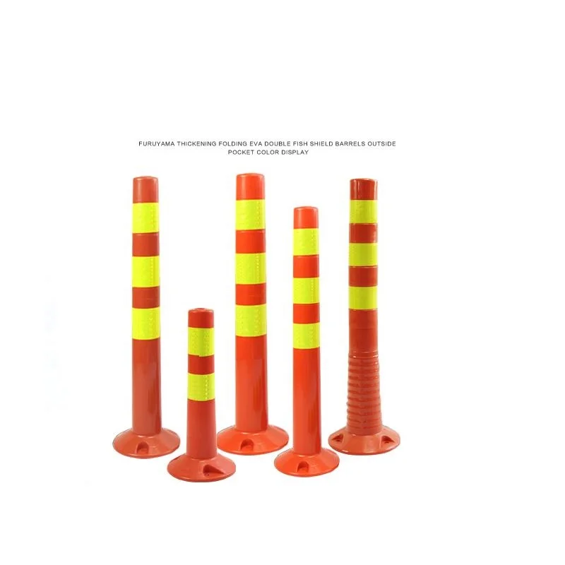 70cm Plastic Road Facilities Crossing Signs Warning Pile Elastic Safety Cone