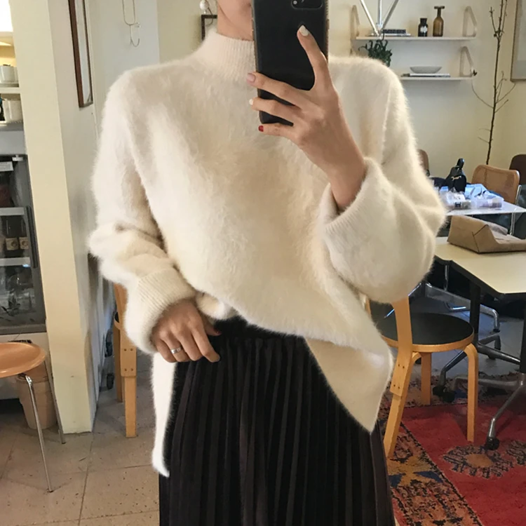 Tanie Colorfaith damskie swetry chwastów jesień zima 2019 z golfem koreański modne ciepłe na co dzień minimalistyczna damskie swetry SW3091