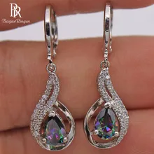 Bague Ringen модные серебряные 925 ювелирные изделия Радуга топа камень серьги для женщин капли воды форма Висячие серьги высокое качество