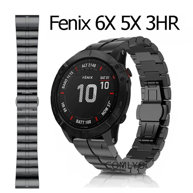 Роскошный ремешок для Garmin Fenix 6X Pro solar 5X Plus Band 26 мм браслет с застежкой бабочкой