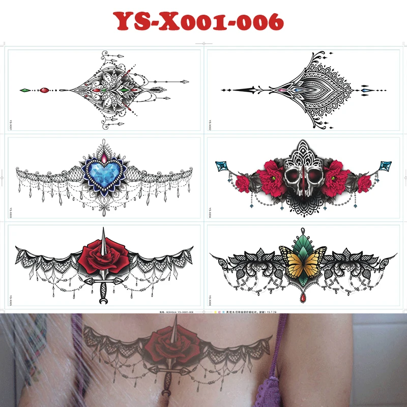 6 штук Временные татуировки цвета розового золота ювелирные изделия переводятся