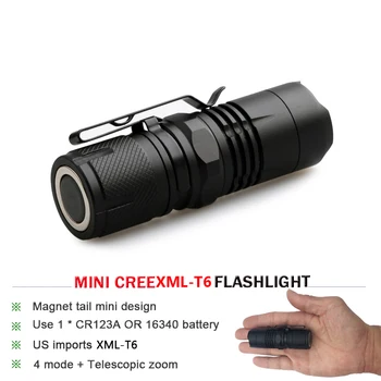 

rechargeable work mini flashlight zoom xml t6 lantern led zaklamp torch flashlight lampe torche hand lamp with strong magnet