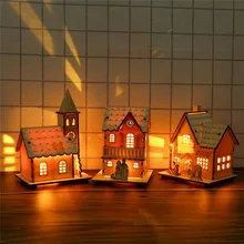 Рождественский подарок, маленький деревянный светодиодный домик, светящаяся кабина для вечерние украшения, свадебные украшения, рождественские игрушки juguetes#3S23