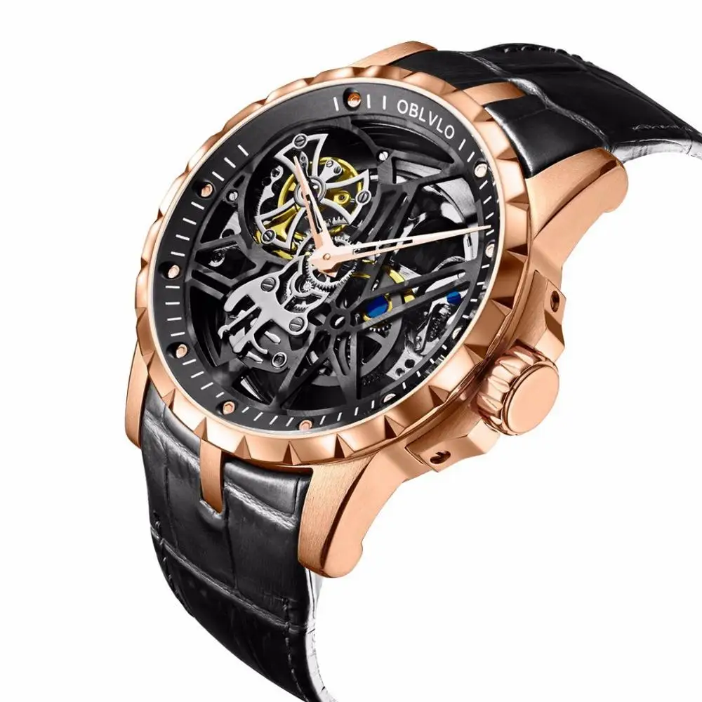 Мужские роскошные часы мужские автоматические механические OBLVLO человека