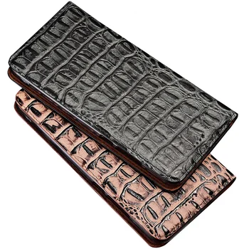 

Crocodile pattern genuine leather magnetic case card slot holder for LG Stylo 5/LG Stylo 4 phone bag funda flip cover coque capa