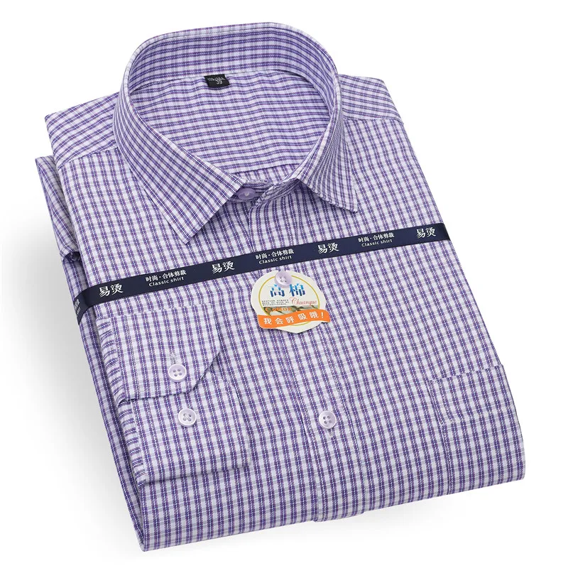 

Men Plaid Shirt Long Sleeve Regular Fit Mens Striped Shirts with Chest Pocket Square Collar Checkered Shirts for Men 2020 New