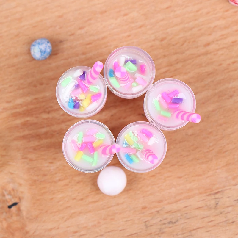 

5Pcs 1:12 Dollhouse Miniature Cream Drinks Bottles Model Dolls Kitchen Food