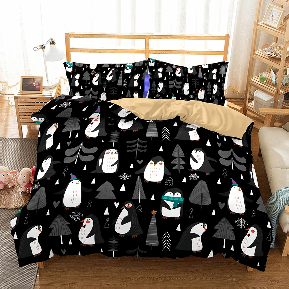 

BEST.WENSD Cute bed set US Au Eu comforter bedding sets kids Black bedclothes duvet cover +pillowcovers 3d Christmas bedding