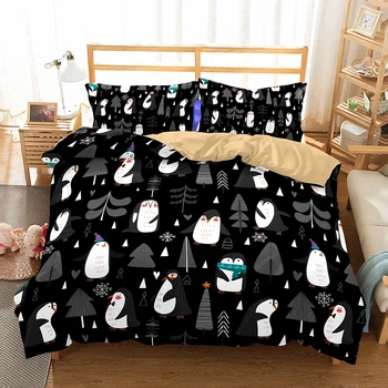 

BEST.WENSD Cute bed set US Au Eu comforter bedding sets kids Black bedclothes duvet cover +pillowcovers 3d Christmas bedding