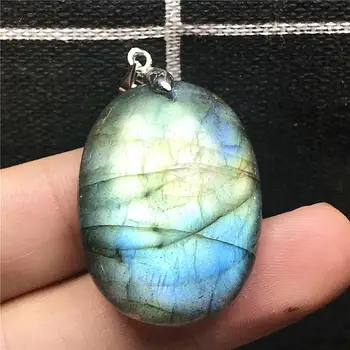 

Top Natural Labradorite Pendant Jewelry For Woman Man Blue Yellow Light Crystal 31x23x7mm Beads Silver Moonstone Stone AAAAA