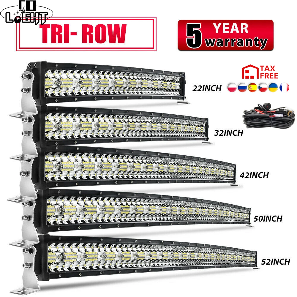 CO LIGHT LED Bar Curved 390W 585W 780W 936W 975W 3-Rows LED Light Bar for Driving Offroad Boat Tractor Truck 4×4 SUV ATV 12V 24V