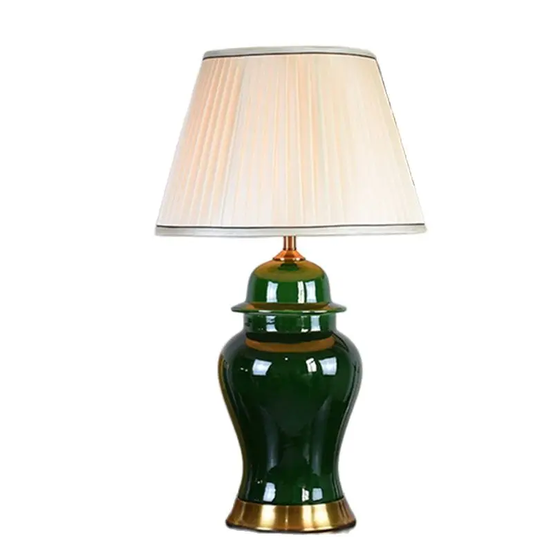American Deep Green General Ceramic Table Lamp Bedroom Bedside Living Room Foyer Study Desk Reading Night Light TD034 | Освещение