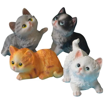 

4PCS Simulation Kitten Decoration Resin Crafts Desktop Counter Decoration Pet Animal Model