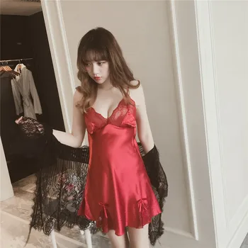 

Summer Sexy Nightgown Summer Wome Pink Pajamas Robes Set Lace Transparent Lace Bathrobe Long Sleeve Sexy Pajamas Skirt