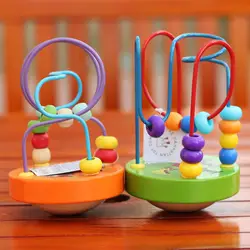 Детский маленький мини-браслет из деревянных бусин, обучающая игрушка из бисера, тумблер, игрушка из бисера, браслет из бисера Intelligenc