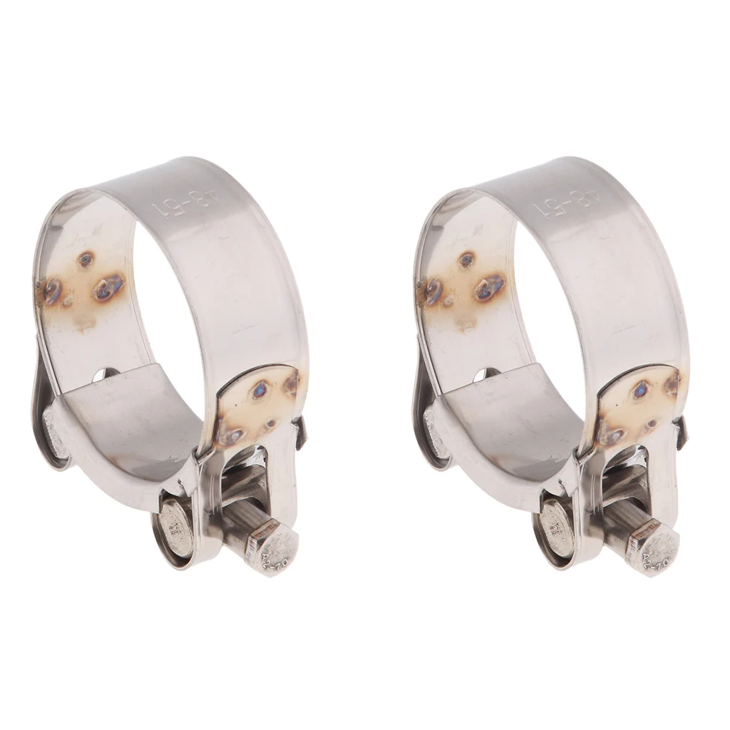 Silver Motorbike Exhaust Clamp Clip Stainless Steel Muffler Silencer Clamps 48-51mm/52-55mm