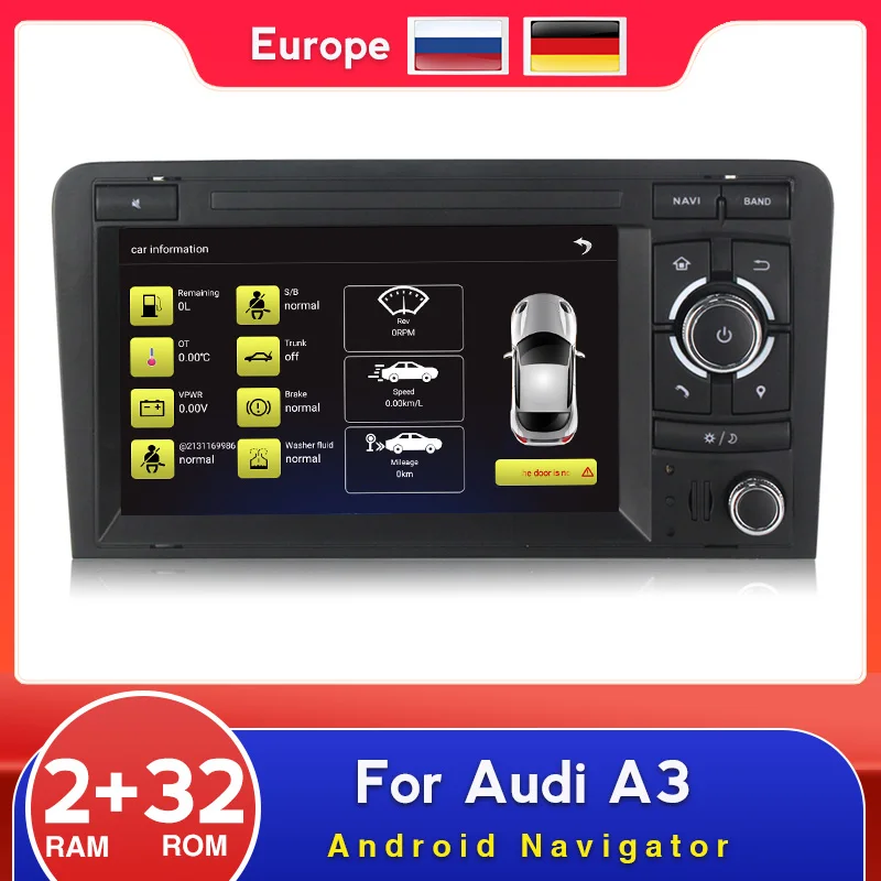 Android автомобильный Радио Мультимедийный видеоплеер для Audi A3 2003 2004 2005 2006 2007 2008 2009