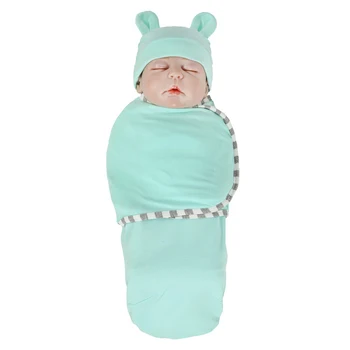 

Baby Blanket Sleeping Bag Newborn Swaddling 2pcs/set with hat month baby cotton clothes Sleepsack Nursing YAB023