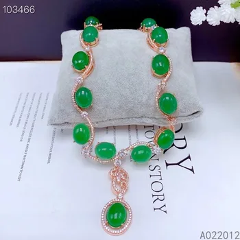 شراءKJJEAXCMY غرامة مجوهرات الطبيعية الخضراء العقيق 925 فضة فتاة شعبية جديدة قلادة قلادة سلسلة دعم اختبار