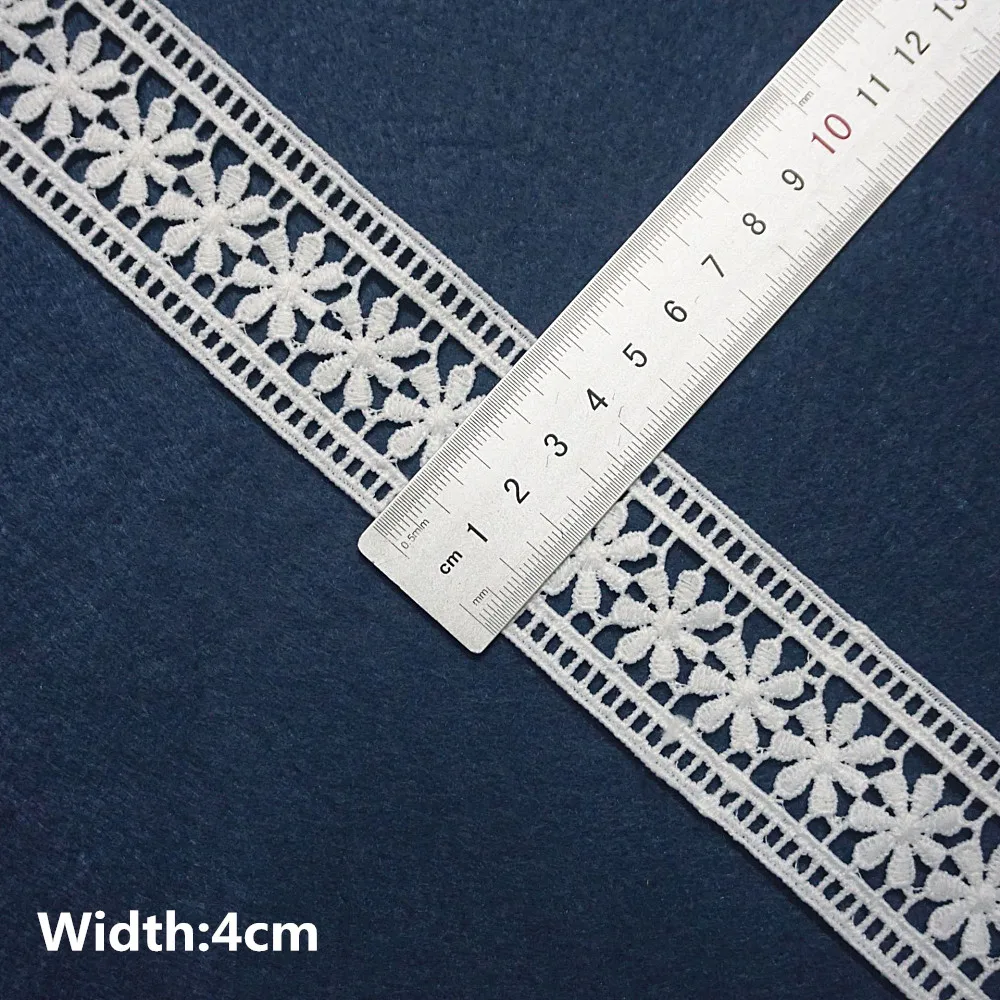 White Cotton Embroidered Lace Trim Ribbons Fabric DIY Handmade Craft Materials Sewing Clothes Apparel Accessories 5yards lace fabric,lace ribbon,lace garment accessories,lace sewing supplies,lace accessories,lace sewing accessories,cotton ribbon,clothing accessories