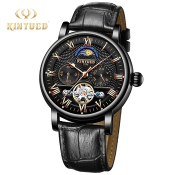 

reloj hombre Skeleton KINYUED Mechanik Luxury Watch Automatic Men Mechanical Watches Tourbillon Moon Phase Wrist-watch new 2020